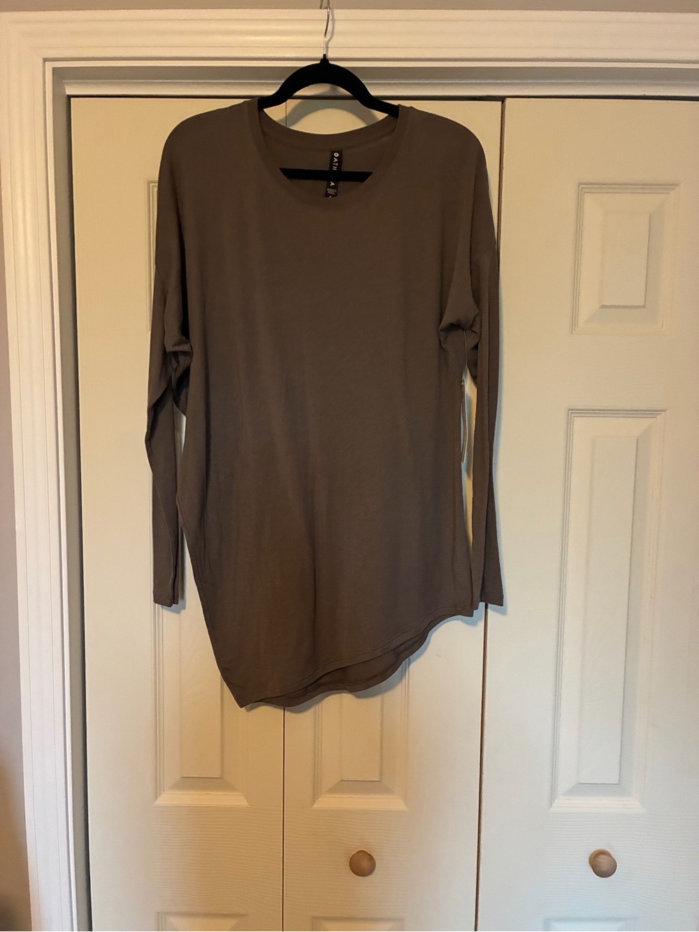 Athleta Long Sleeve Asymmetric Hem Top - Taupe